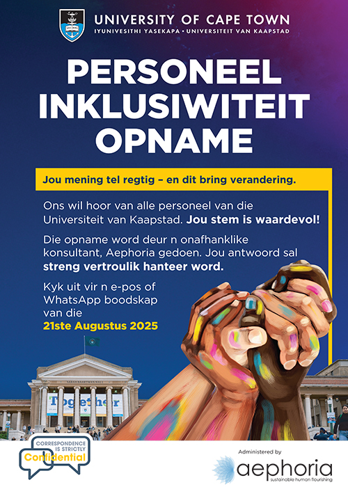 UCT Personeel Inklusiwiteit Opname - Poster - Afrikaans - Cover